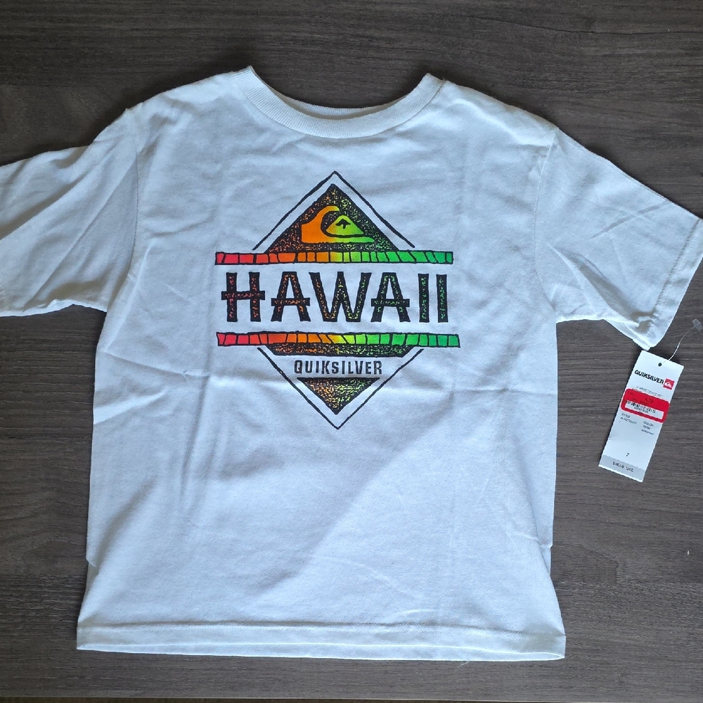 Quiksilver White Hawaii Graphic Short Sleeve Tee